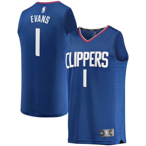 Maillot Los Angeles Clippers Homme Jawun Evans 1 Icon Edition Bleu